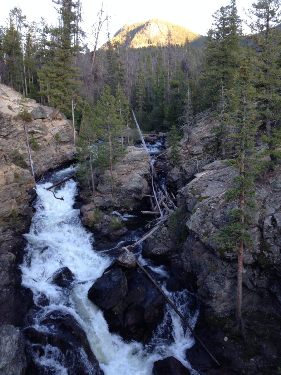 Mountain stream waterfall.