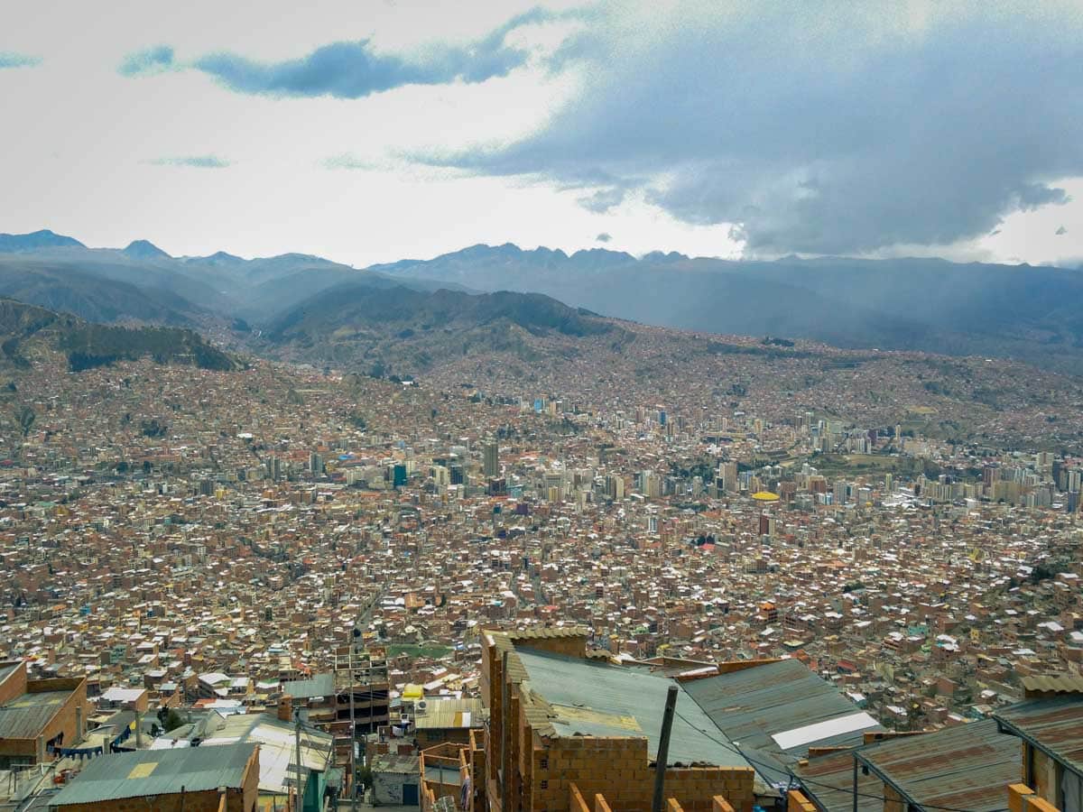 View from cable car in La Paz Bolivia.