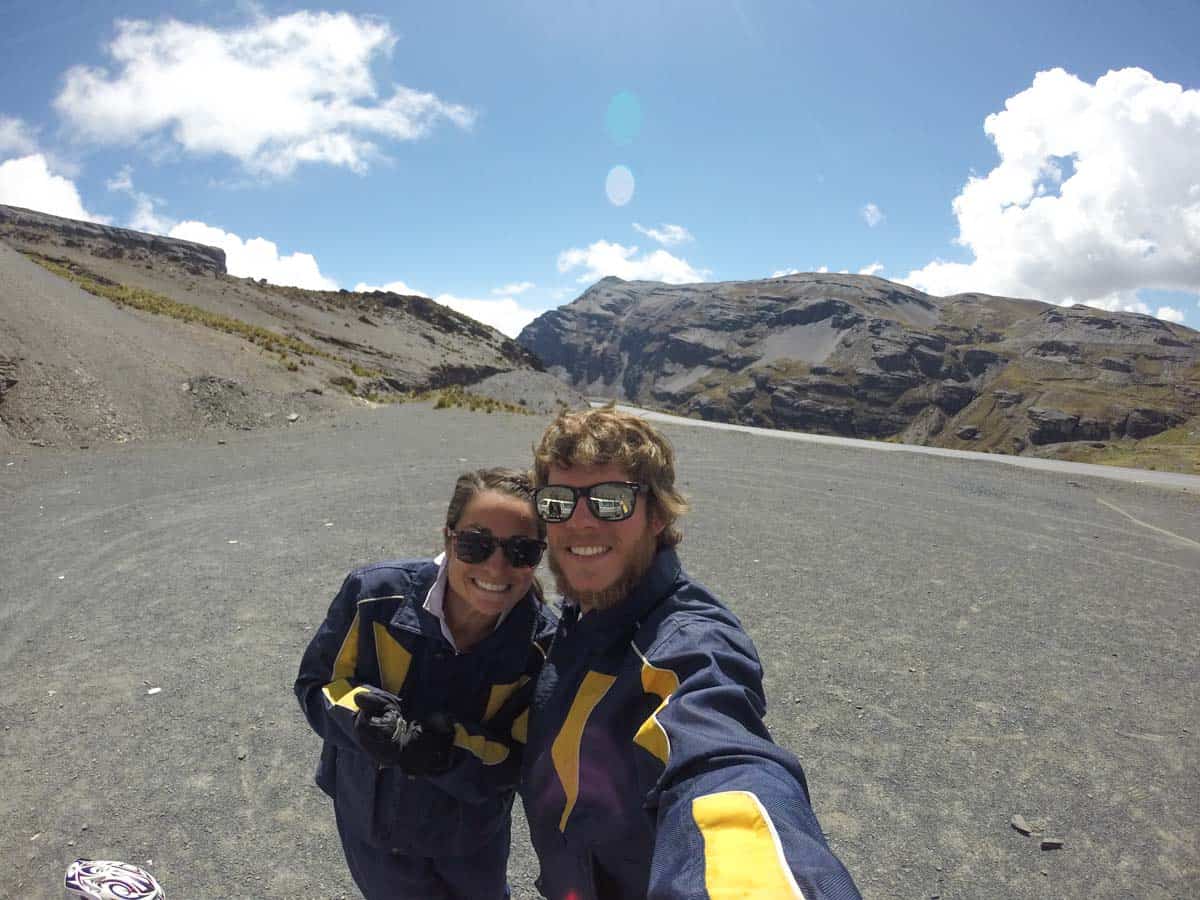 young couple take selfie before getting on bikes