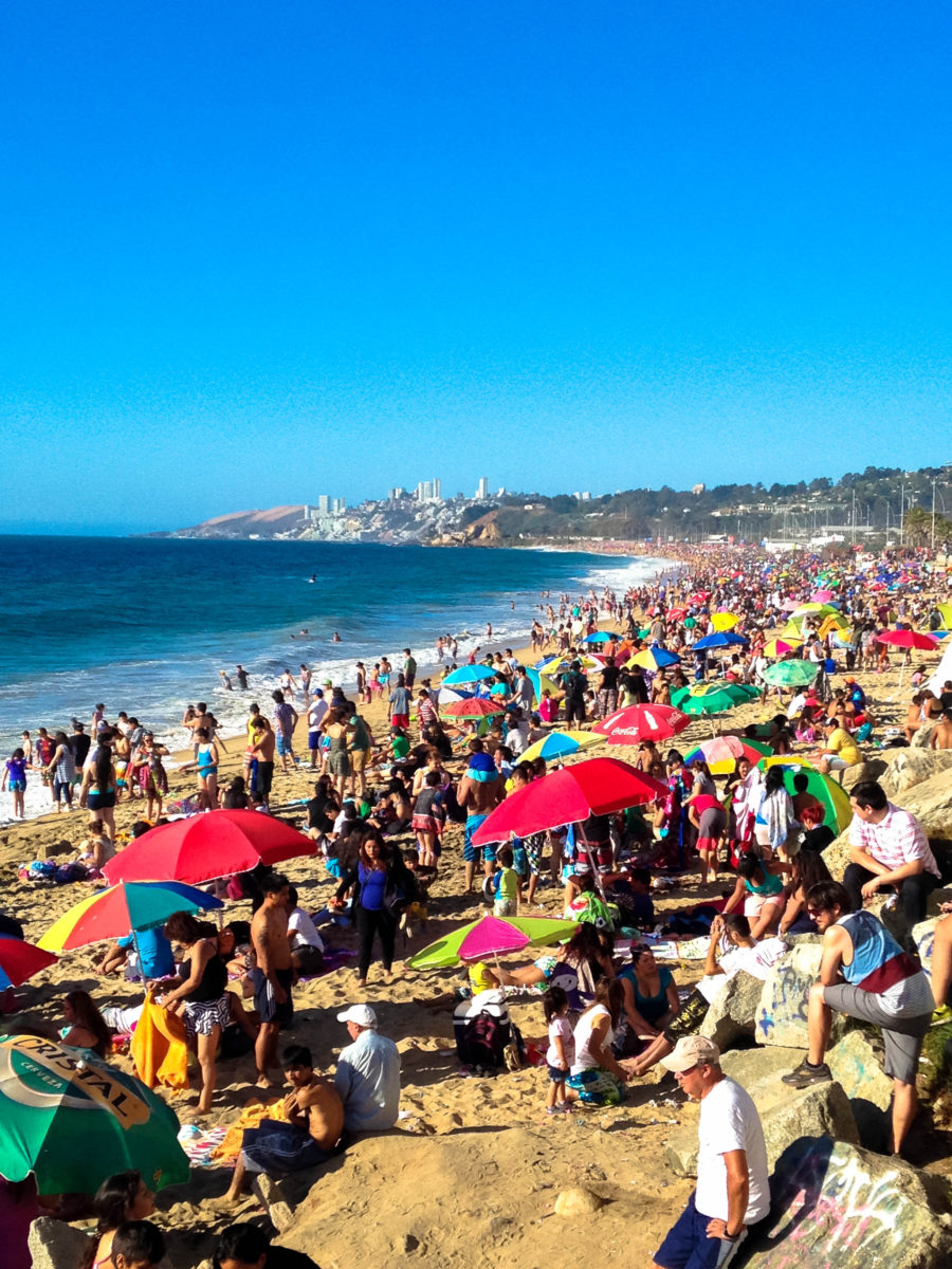 You could say it was a bit crowded on New Years day at the beach!