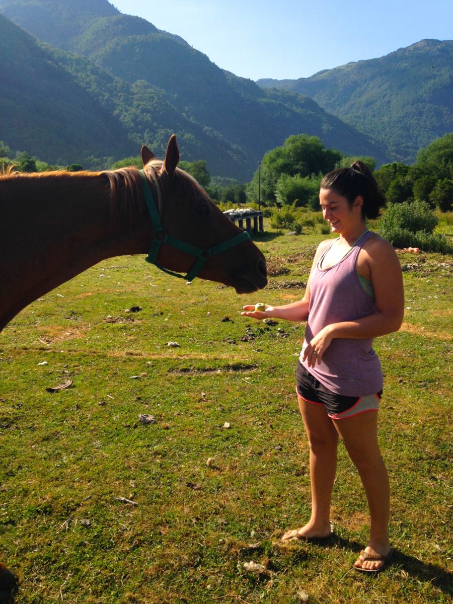 Feeding Canella!! She loved her apples!