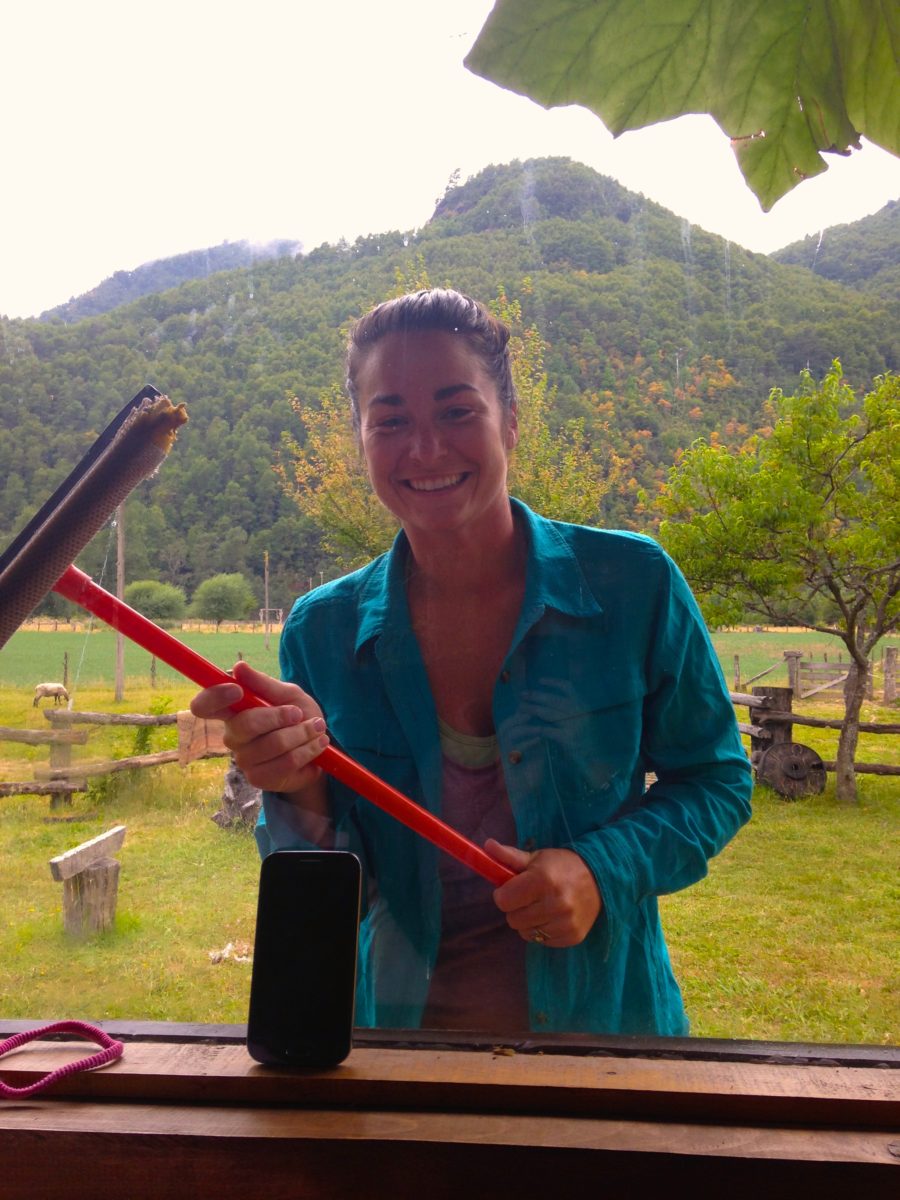 Heather washing the windows.