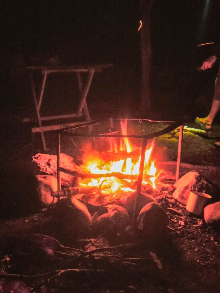 Cooking over a campfire in patagonia.