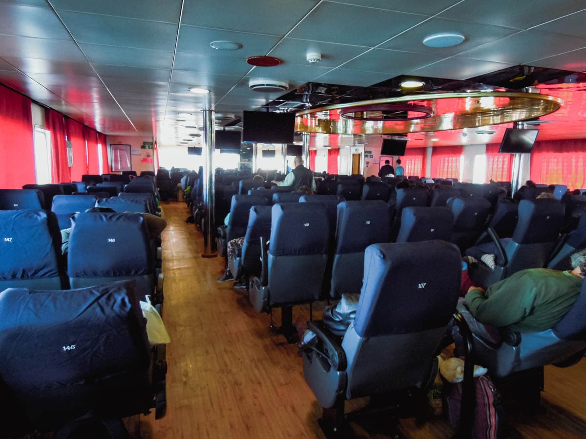 inside the ferry boat in Chile.
