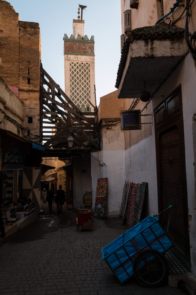 street with mosque in Fez, souks, visiting Fez, Morocco, Africa, arboursabroad