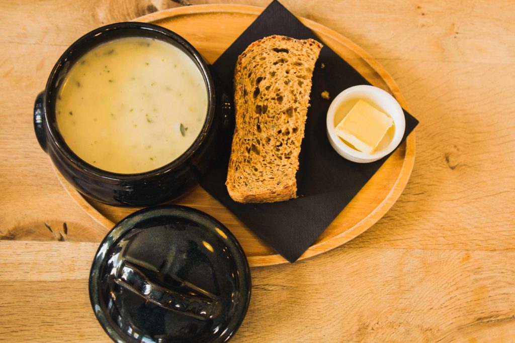 cullen skink and bread, traditional scottish food, food to try in Scotland, arboursabroad, Scottish food guide