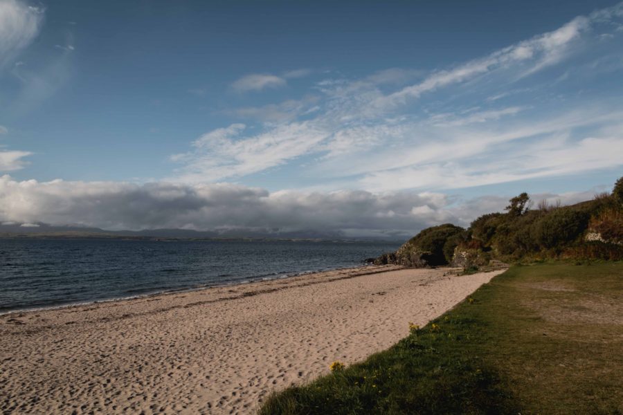Garavan Beach, Oban, Scotland, sandy beach with blue skies, arboursabroad