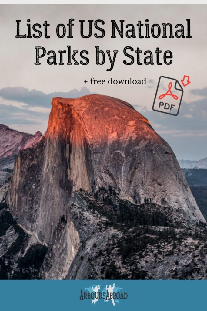 list of us national parks by state, printable download