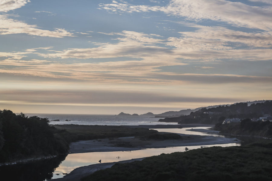 river leading into ocean at Gualala Regional park