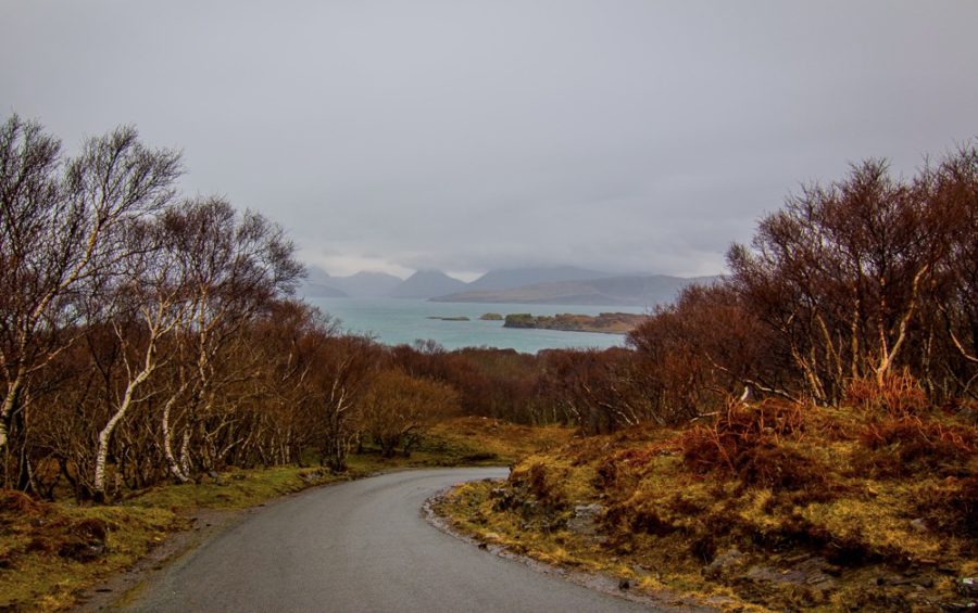 Isle of Skye Castles, Dunscaith Castle in the distance, Scotland, medieval castle, ArboursAbroad, Isle of Skye