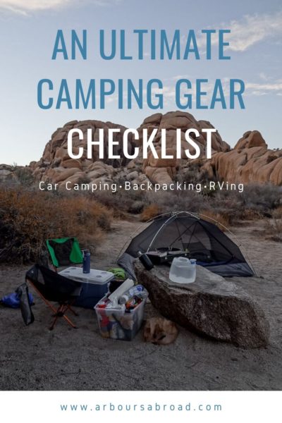 camping gear guide, camping checklist, arboursabroad