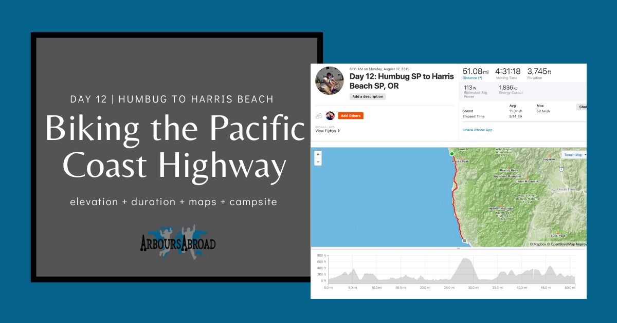 Cycling Humbug to Harris Beach along Highway 101 bike tour information and map