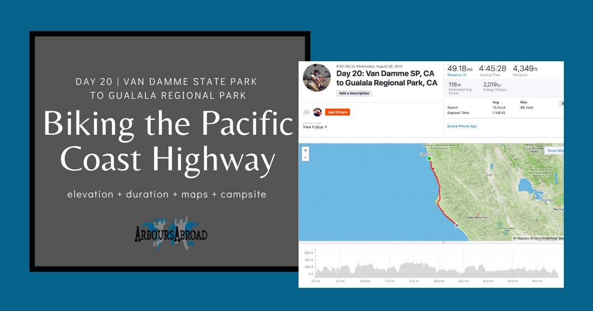 cycle packing Van Damme to Gualala Regional park information