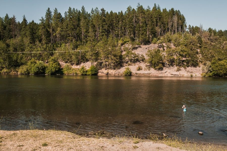 kid swimming in river at Griffin Park