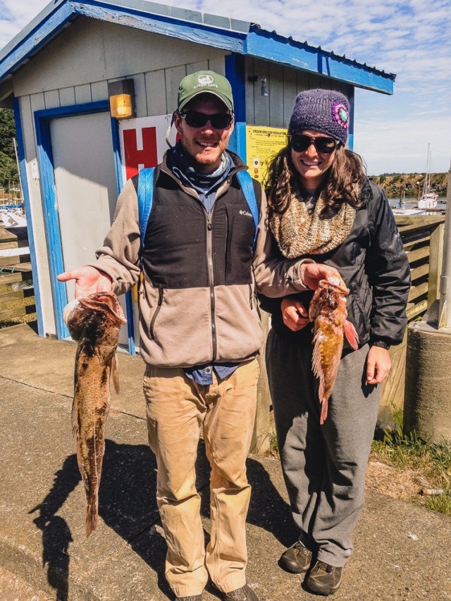 couple with fish from Betty Kay Chartered tour