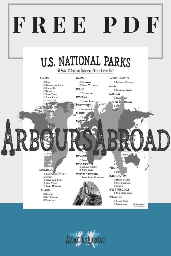 list of us national parks by state, printable, printable list, downloadable, pdf, poster, national parks checklist, us national parks, national parks by state, us national parks checklist pdf, printable us national parks checklist, downloadable us national parks checklist, arboursabroad, national park checklist poster, newest national park, updated us national parks list, 63 national parks