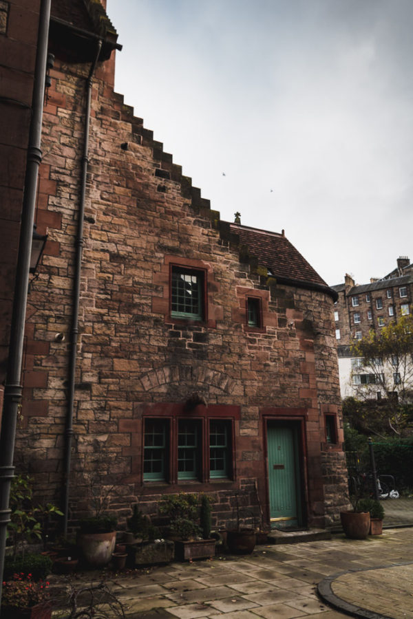 mint door, orange building, Dean Village, Edinburgh, Scotland, ArboursAbroad