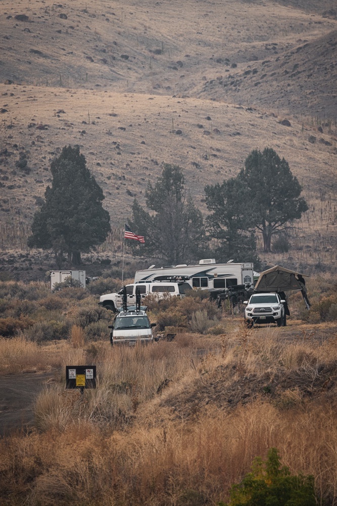 camping during hunting season with four campers at Juntura Hot Springs, ArboursAbroad