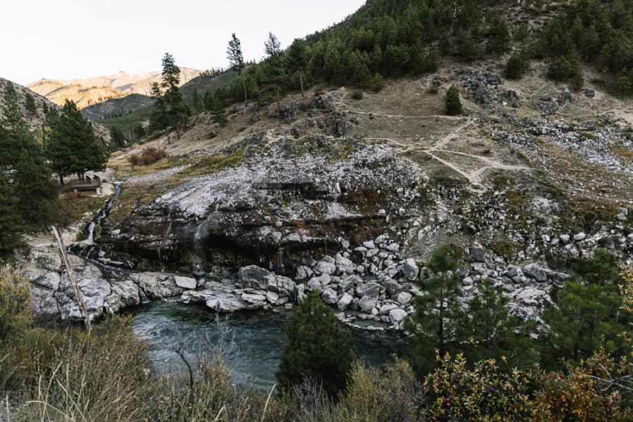 Viewpoint on highway 21 of Kirkham Hot Springs in Idaho, arboursabroad
