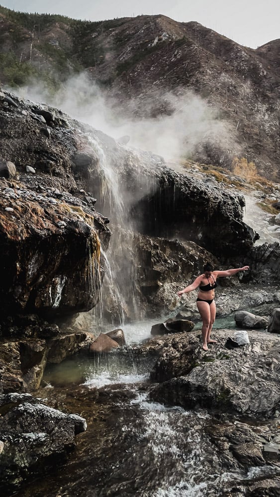 hot springs near Boise, Idaho, Kirkham Hot Springs, woman in hot springs