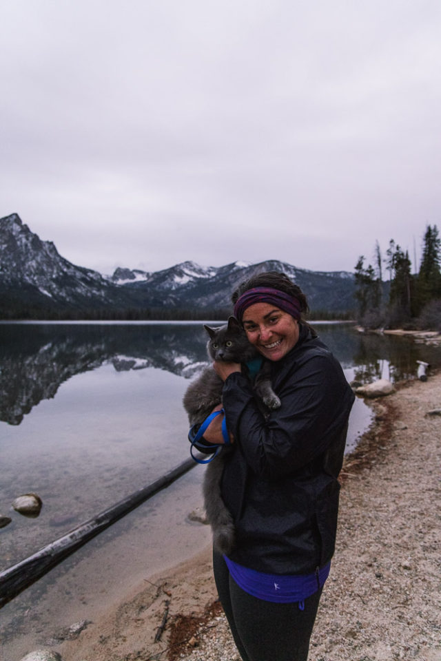 woman and cat at sunset near lake, ArboursAbroad, Vantrails