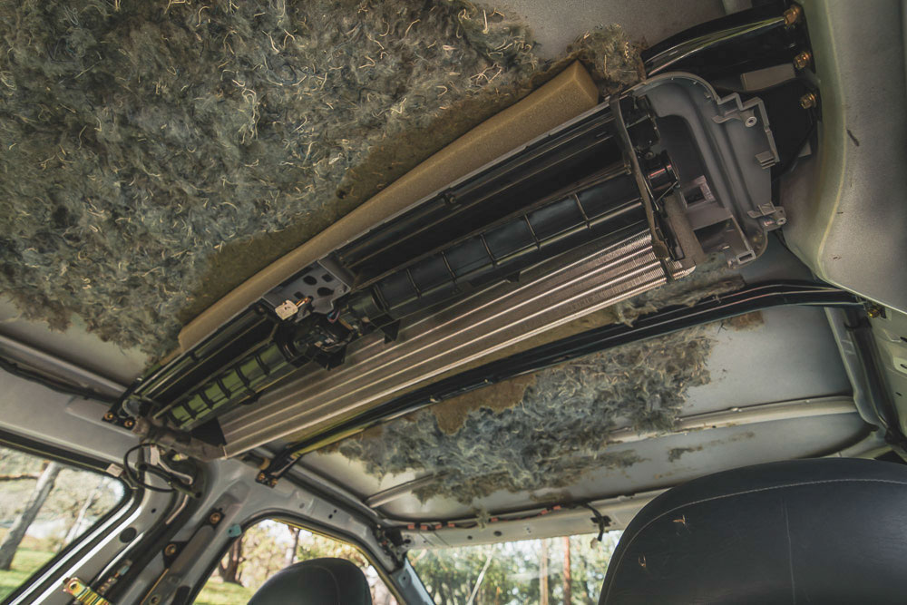 removing old ac unit in minivan, campervan conversion, arboursabroad