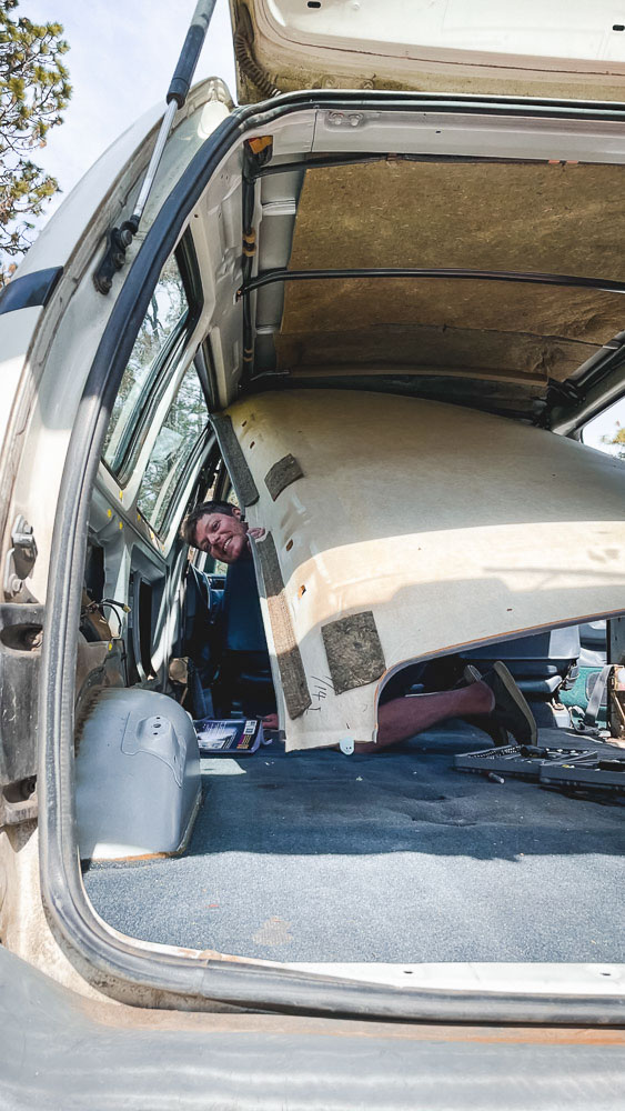 campervan ceiling, minivan conversion, van life, Arboursabroad
