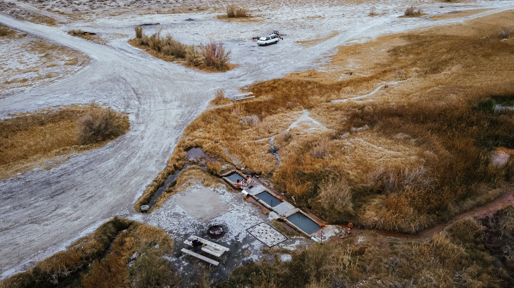 drone shot, Baker Hot Spring, BLM camping, ArboursAbroad, Utah