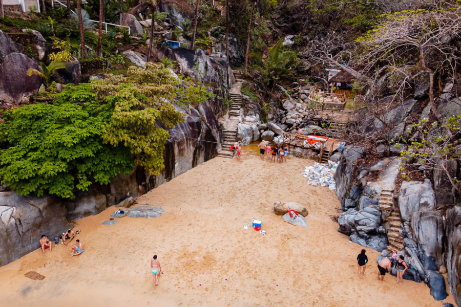 drone shot of Playa Colomitos in Puerto Vallarta