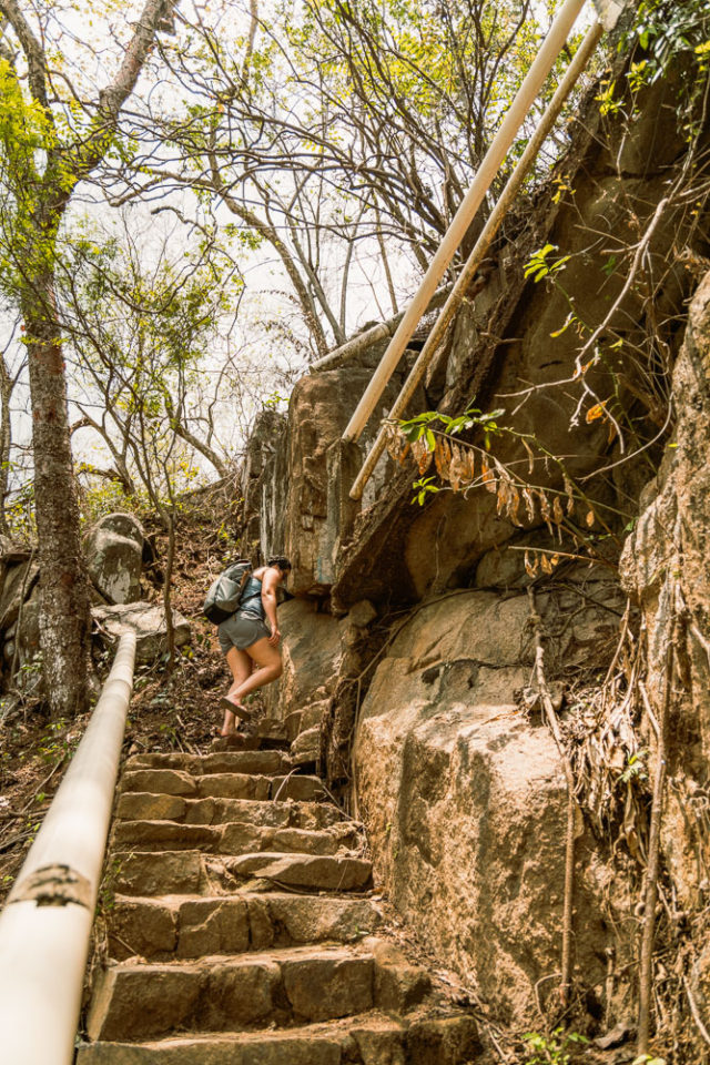 hiking in Puerto Vallarta, woman on stairs, Playa Colomitos