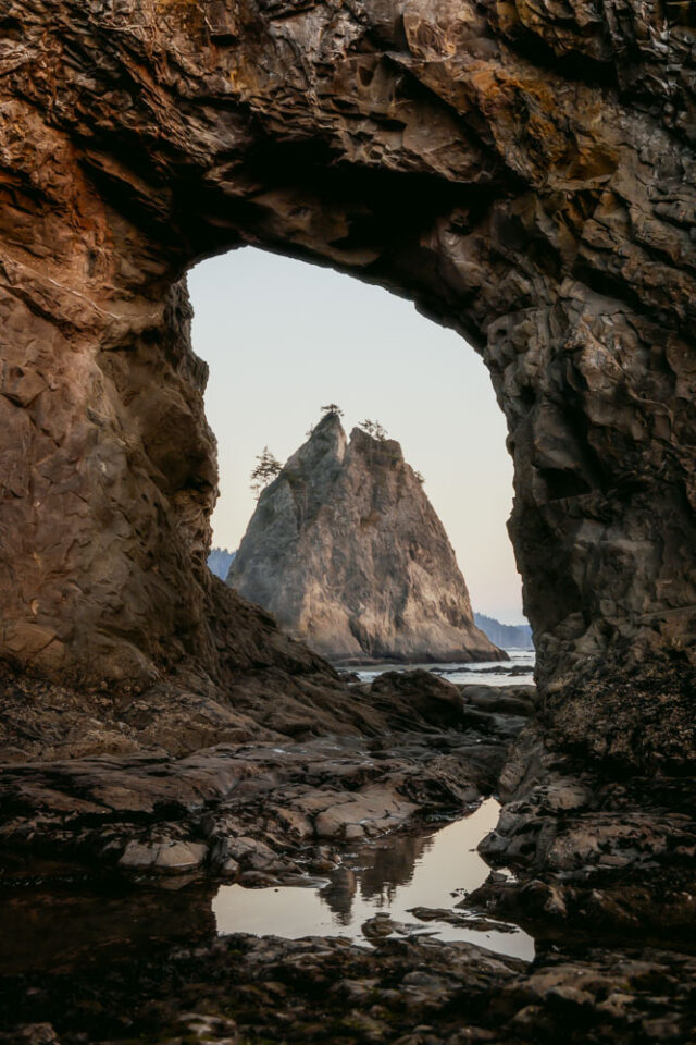 Rialto Beach Hole in the Wall | Olympic National Park Beach Hikes famous hole in the wall at Rialto Beach, ArboursAbroad, Olympic National Park Hikes