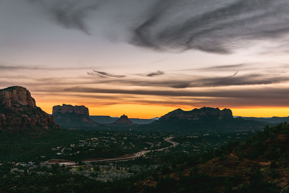 sunset over south Sedona, Airport Mesa, ArboursAbroad, Village of Oak Creek