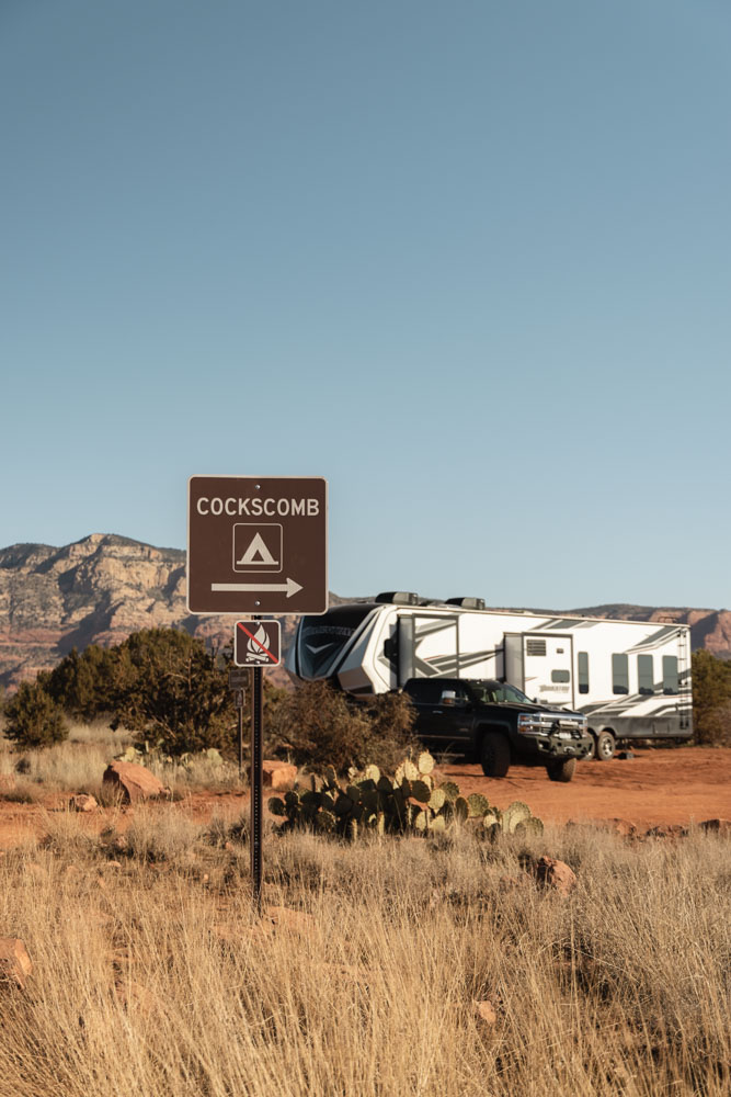 Coconino National Forest dispersed camping campground near Sedona, Arizona.