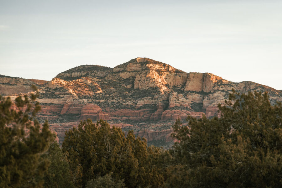 Red Rock Wilderness at sunrise in Sedona, Arizona. ArboursAbroad camping on FR 525