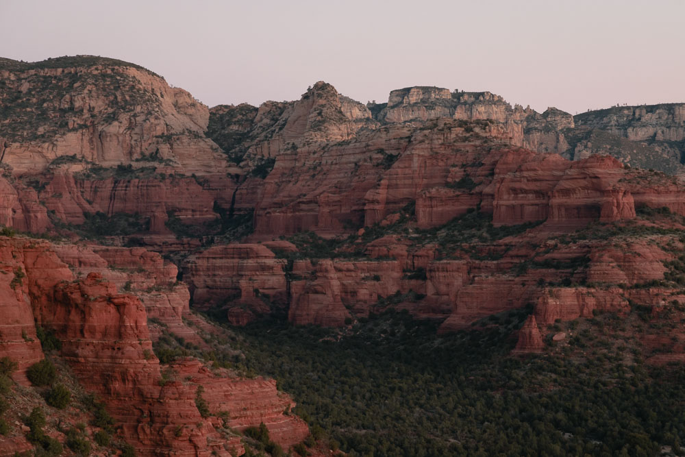 Doe Mountain sunrise hike in Sedona views of the red rock.