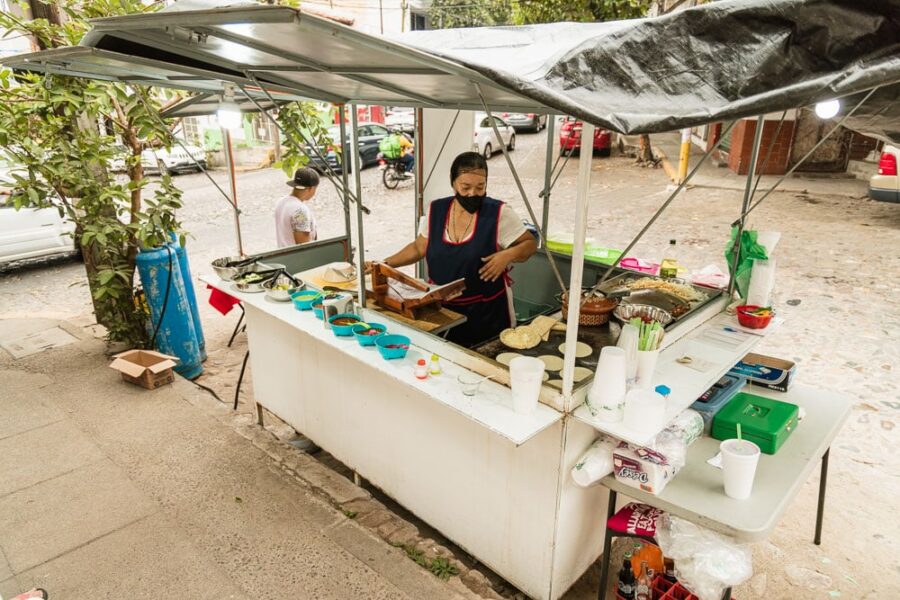 Taqueria Las Flores De Doña Cata taco stand in Puerto Vallarta.