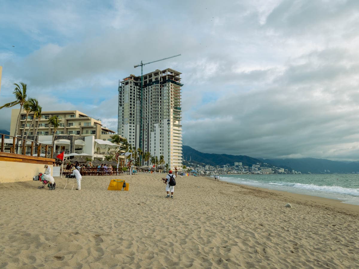 Playa Las Glorias in Puerto Vallarta with new mega hotel going in in the background.