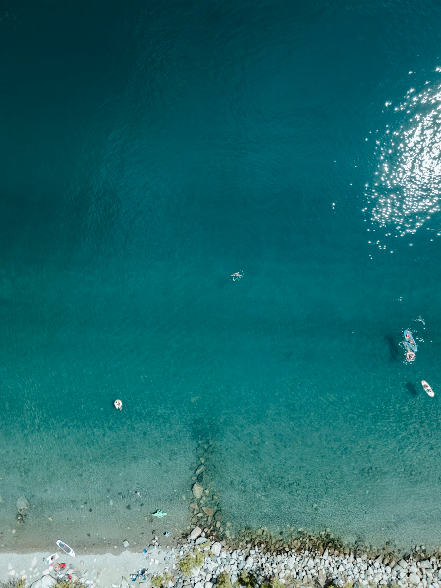 Clear turquoise water at Wallowa Lake in Joseph, Oregon.